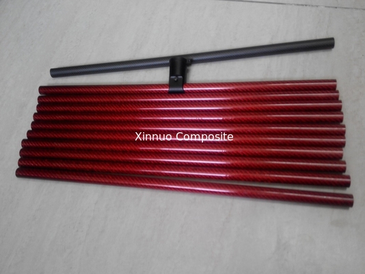 tubería colorida de la fibra de carbono del tubo rojo de la fibra de carbono de 25m m