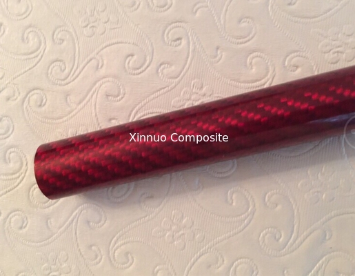 tubería colorida de la fibra de carbono del tubo rojo de la fibra de carbono de 25m m