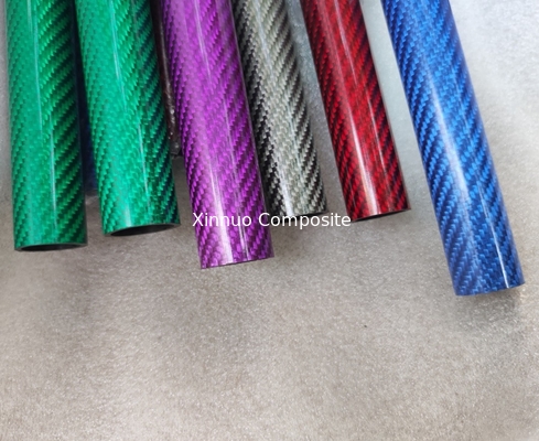 tubería colorida de la fibra de carbono del tubo rojo de la fibra de carbono de 25m m