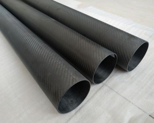 tubería de la fibra de carbono de la textura de la tela cruzada 3K con final liso del final limpio simple