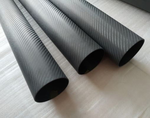 tubería de la fibra de carbono de la textura de la tela cruzada 3K con final liso del final limpio simple