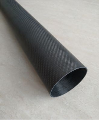 tubería de la fibra de carbono de la textura de la tela cruzada 3K con final liso del final limpio simple