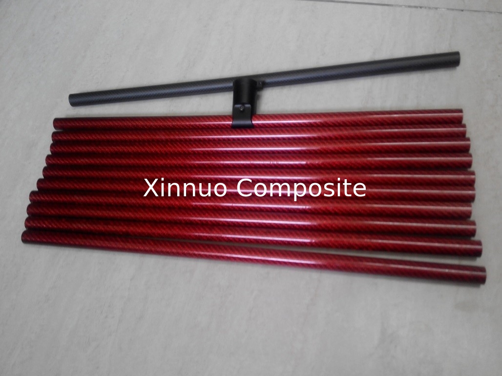 tubería colorida de la fibra de carbono del tubo rojo de la fibra de carbono de 25m m