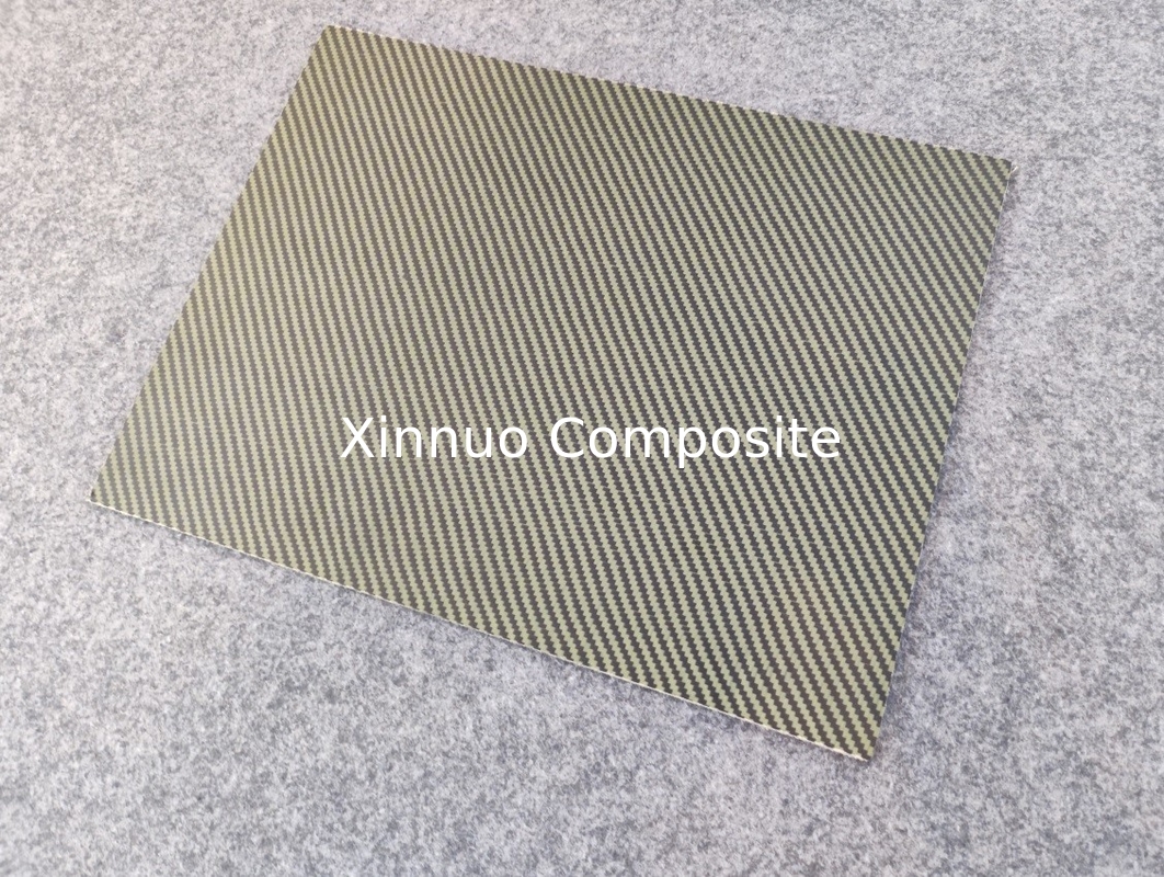placa híbrida de la fibra del aramid de la fibra de carbono de Kevlar de la fibra de carbono híbrida amarilla negra de la hoja hacer para ordenar